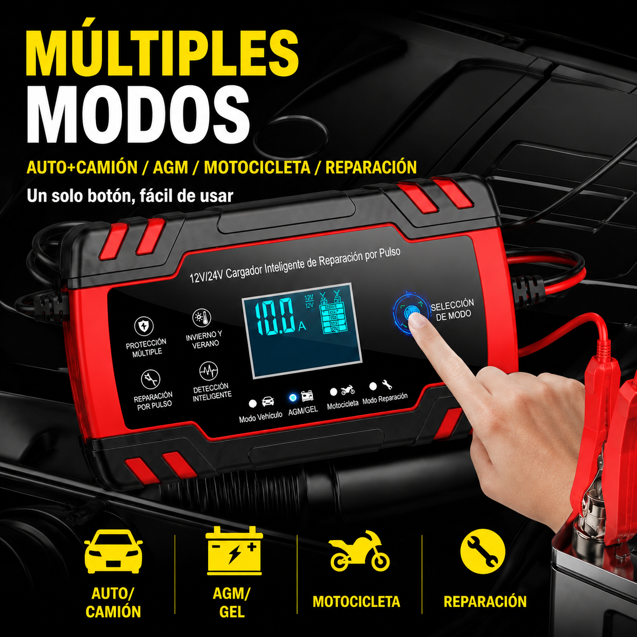 CARGADOR DE BATERIA  PARA CARRO, CAMIONETA, CAMION  O MOTO